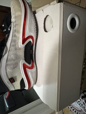 White Mesh Air Jordan XXXVI (GS) with Red and Black Accents